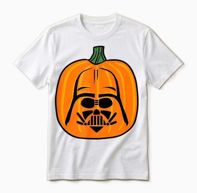 Amazon Essentials Star Wars Darth Vader Halloween Pumpkin Jack O'lantern Unisex T-Shirt in White