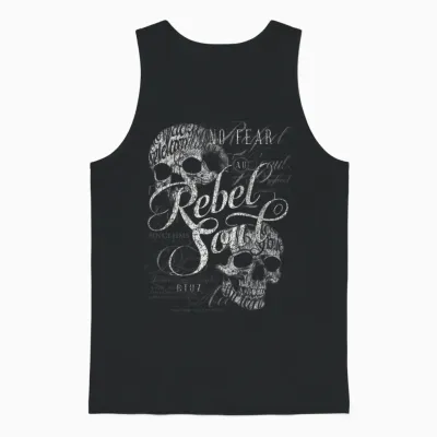Backprint Streetwear Mode Vintage Damen Herren Schädel Skull Unisex Tank Top - Black