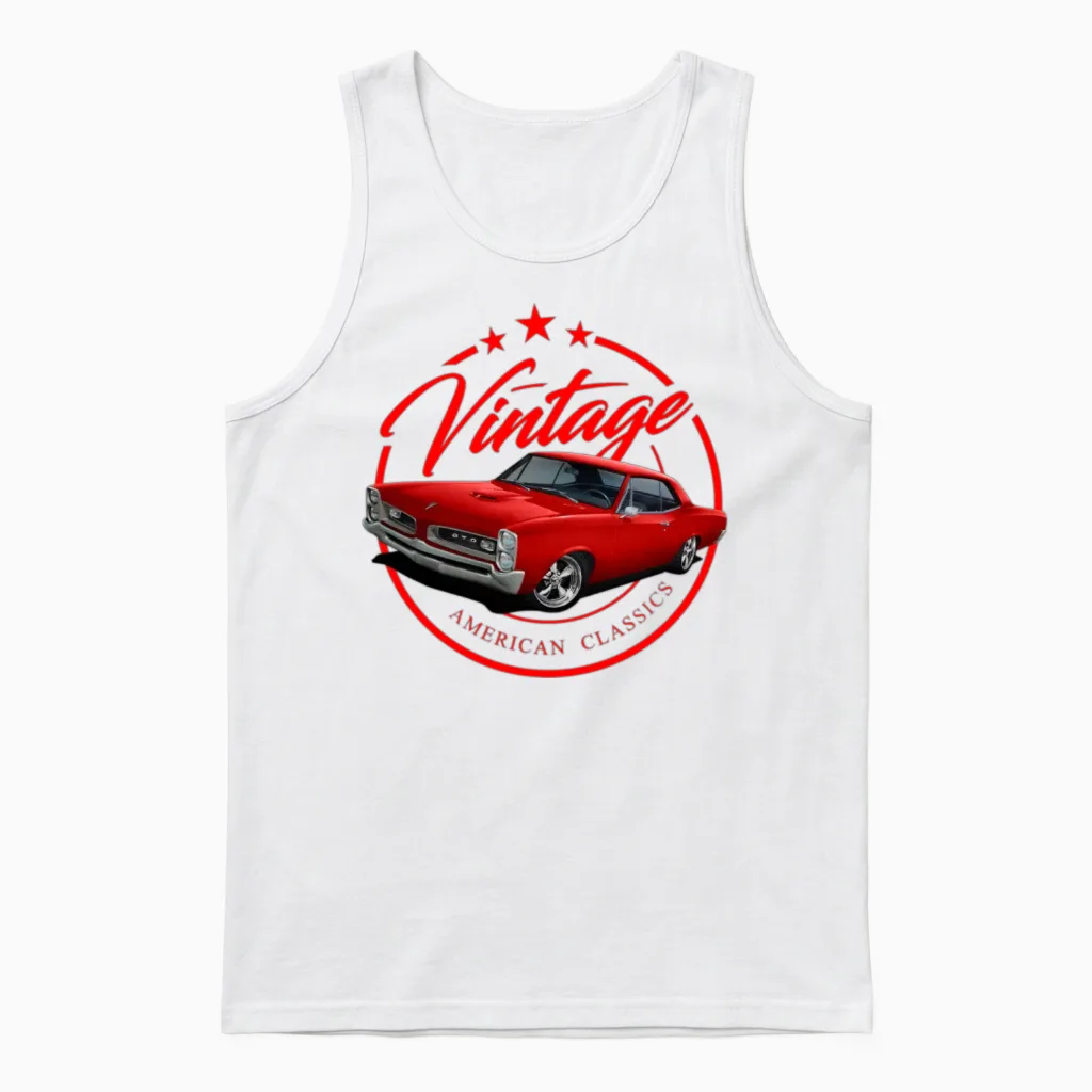 Vintage Red Gto Unisex Tank Top in White