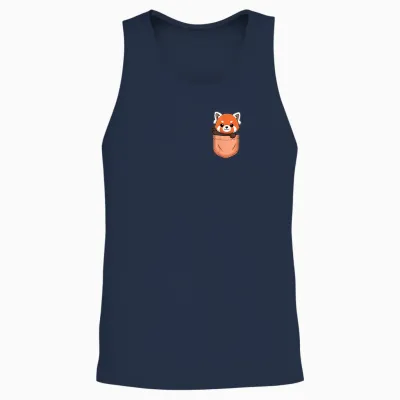 Cute Red Panda in a Pocket Kawaii Animal Lover Unisex Tank Top - Navy