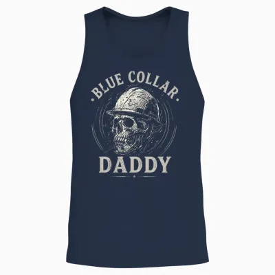 (2 Sided) Blue Collar Daddy Dirty Hands Busy Nights Unisex Tank Top - Navy
