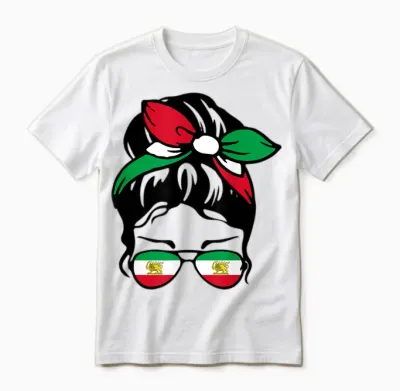 Patriotische Iran-Flagge, Iranisch, Niedlich, Unordentlich, Dutt, Mädchen, Mutter, Kinder Unisex T-Shirt - White
