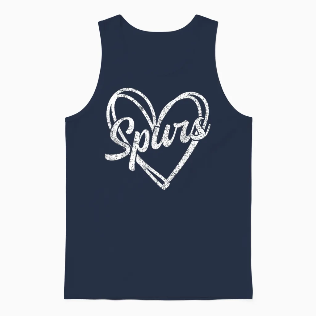 Retro Vintage Spurs Heart Unisex Tank Top in Navy