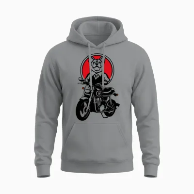 Funny Dog Biker Unisex Hoodie - Sport Grey