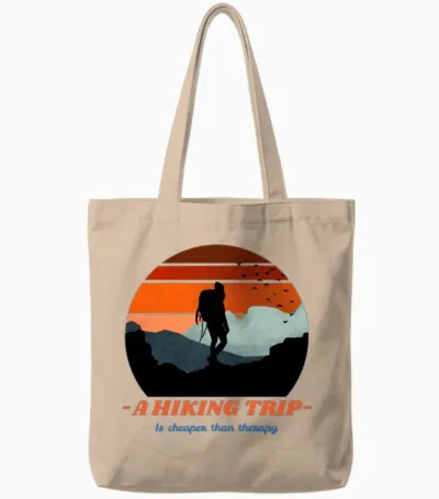 A Hiking Trip Adventure Hiking Tote Bags - Natural