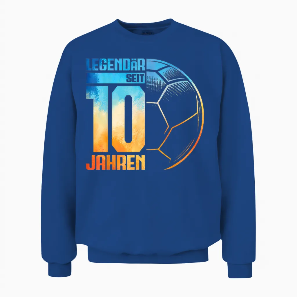 10th Birthday Retro Handball Player 10 Years Boy Kids T-Shirt, Black Unisex Sweatshirt in Royal