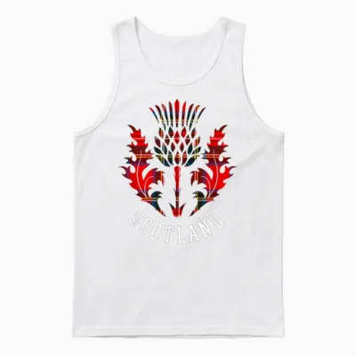 Scottish Scottish Thistle Scottish Emblem of Scotland T-Shirt, Black Unisex Tank Top - White