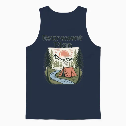 Retirement Camping Adventure Design Unisex Tank Top in Navy