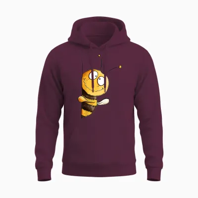 Süße Biene Cartoon Handgezeichnetes Hummel Motiv Unisex Hoodie - Maroon