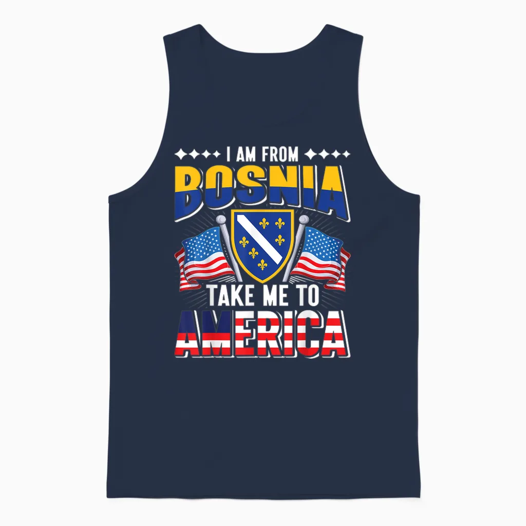 I Am from Bosnia Take Me to America - Bosnien Herzegowina Unisex Tank Top in Navy