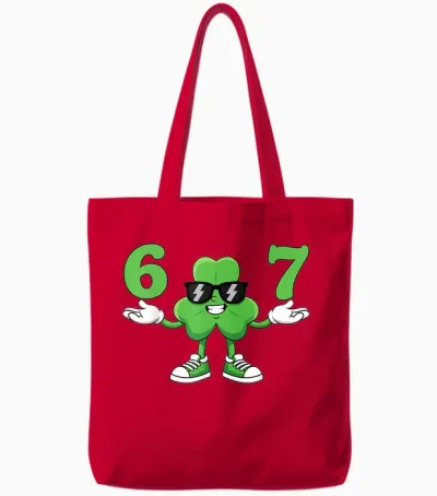 Funny Six Seven Saint St Patricks Day 67 Meme Boys Kids 6 7 Tote Bags - Red
