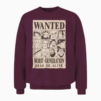 One Piece Anime Worst Generation Wanted Poster Collage Unisex Sweatshirt - Maroon