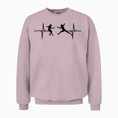 Fencing Game Fencer Sports Cardiogram Fencing T-Shirt, White, S Unisex Sweatshirt - Light Pink