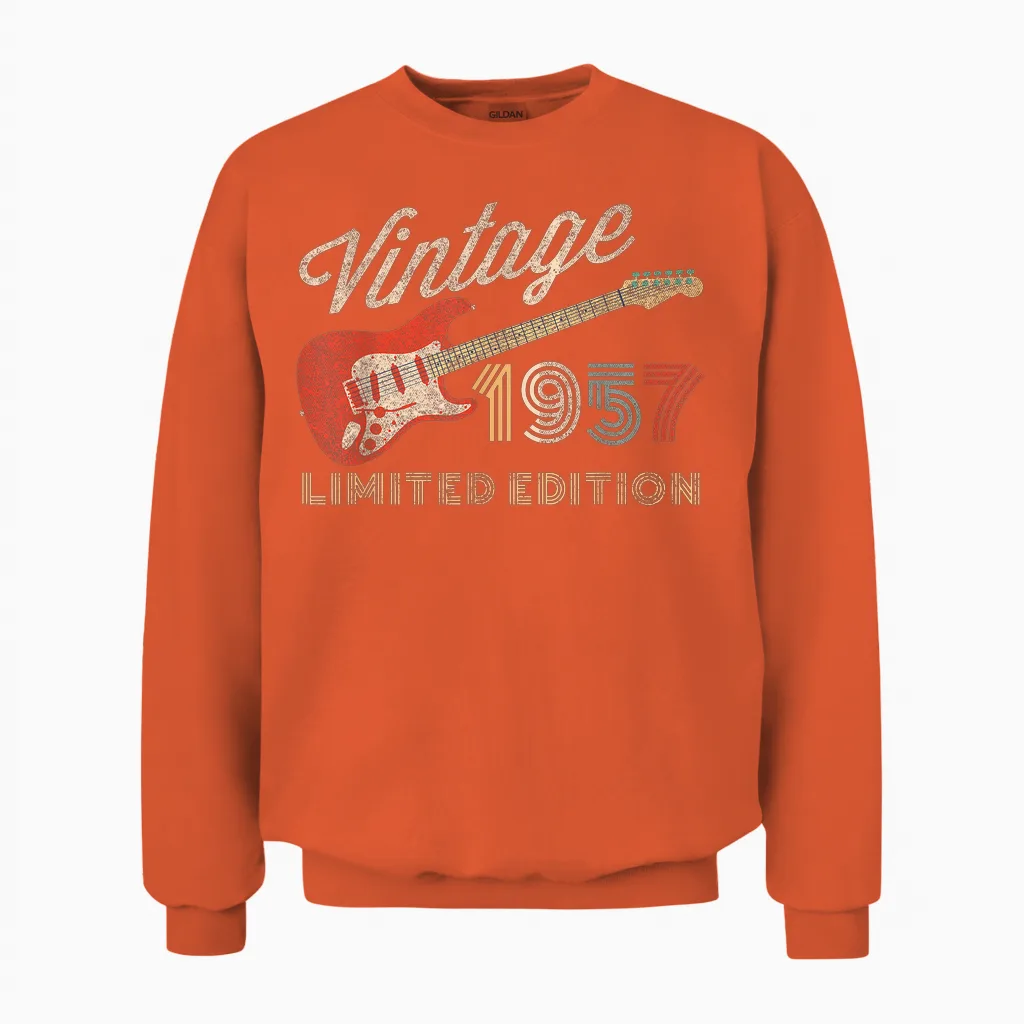 Vintage 1957 Limited Edition Gitarre Geburtsjahr Geburtstag Unisex Sweatshirt in Orange