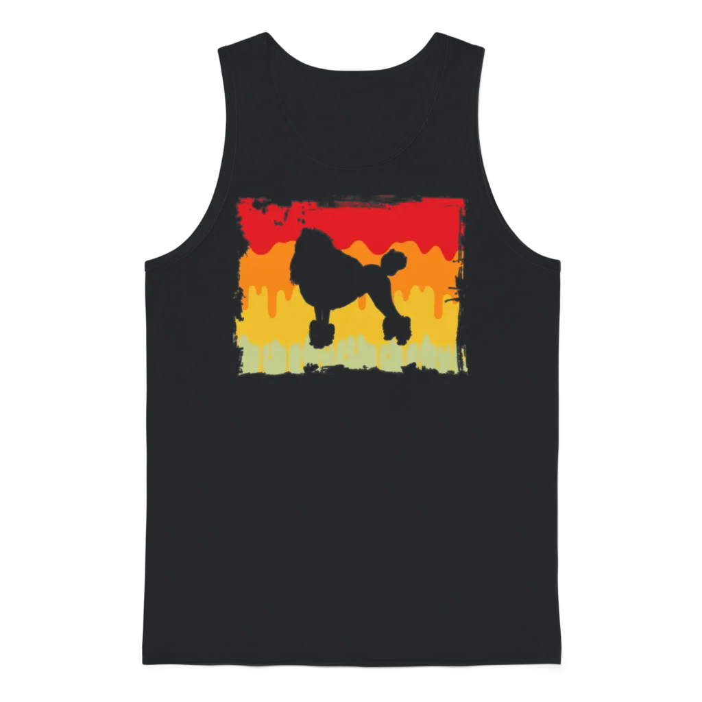 Poodle Retro Unisex Tank Top - Black
