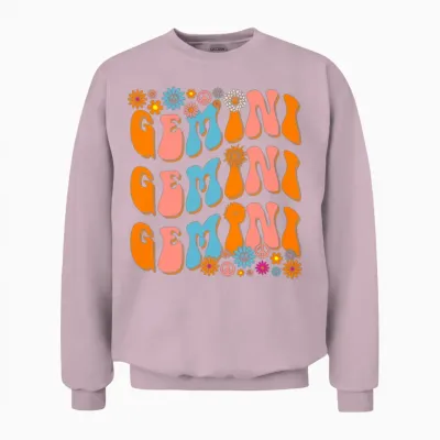 Retro Hippie Gemini Birthday Unisex Sweatshirt - Light Pink