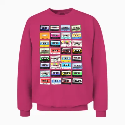 Cassette Tapes Mixtape 70s 80s 90s, Vintage Cassettes T-Shirt, Black Unisex Sweatshirt - Heliconia