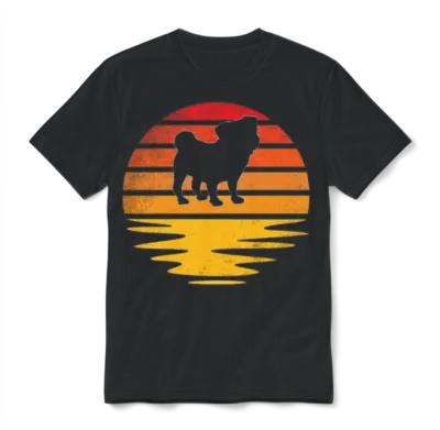 Pug Retro Unisex T-Shirt - Black
