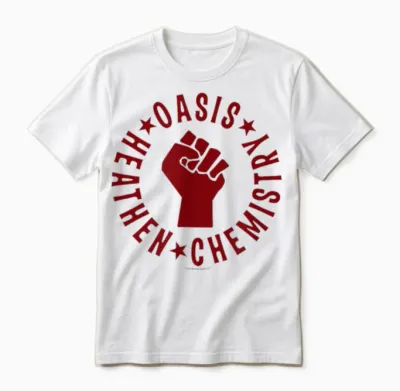 Oasis Amazon Exclusive Heathen Chemistry 2002 Olive Unisex T-Shirt - White