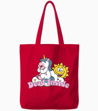 Dead Inside Kawaii Tote Bags - Red