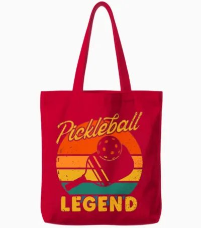 Pickleball Legend Retro Sunset Tote Bags - Red