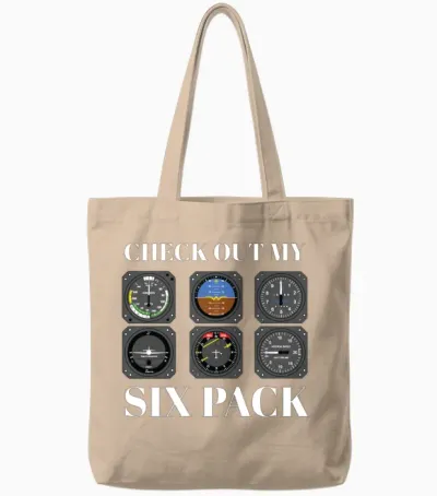 Funny Pilot Six Pack Aviation Flight Simulation Tote Bags - Natural