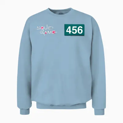 Children's Squid Game Player 456 Number and Logo Children's Unisex Sweatshirt - Light Blue