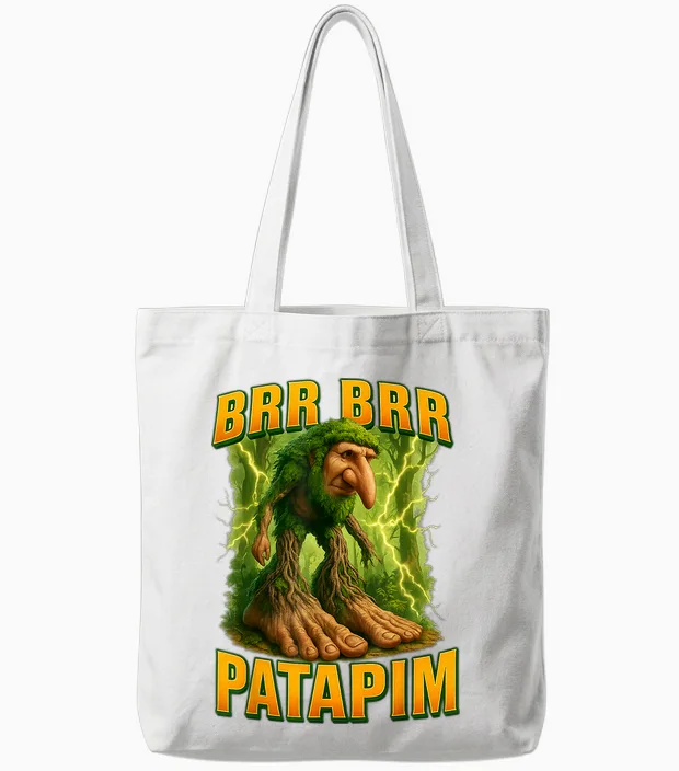 Brr Brr Patapim Meme Brainrot Tote Bags in White