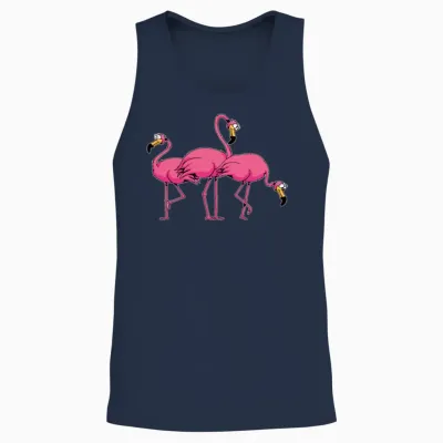 Funny Flamingo Unisex Tank Top - Navy