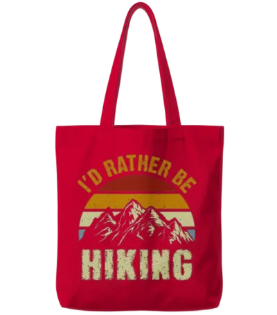 I D Rather Be Hiking Retro for Lovers of Hiking Tote Bags - Red