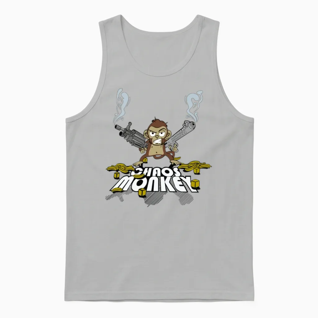 Chaos Monkey Unisex Tank Top in Ash