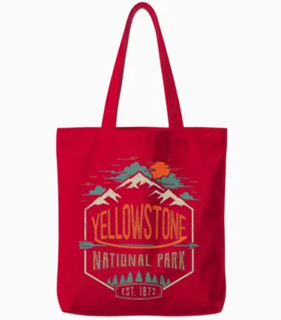 Yellowstone National Park Hiking Camping Tote Bags - Red