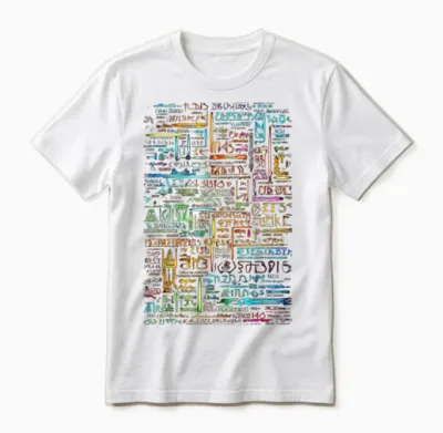 Colourful Art Graphic Motif Artwork T-Shirt, Black Unisex T-Shirt - White