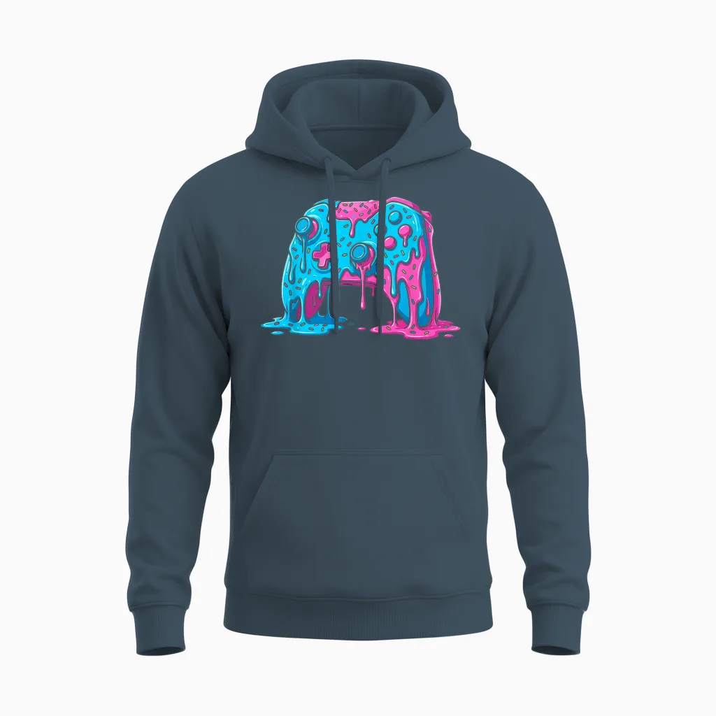 Drip Gamer Controller Boys Video Game Retro Gaming Unisex Hoodie in Dark Heather