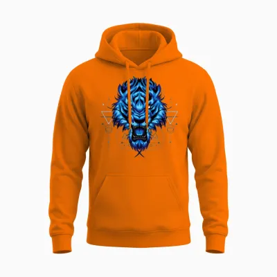 Tiger Retro Vintage Unisex Hoodie - Safety Orange