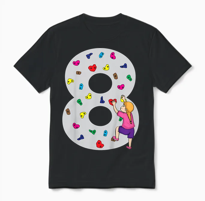 8.geburtstag Party Klettern Bouldern Kinder Geburtstag Girl Unisex T-Shirt in Black