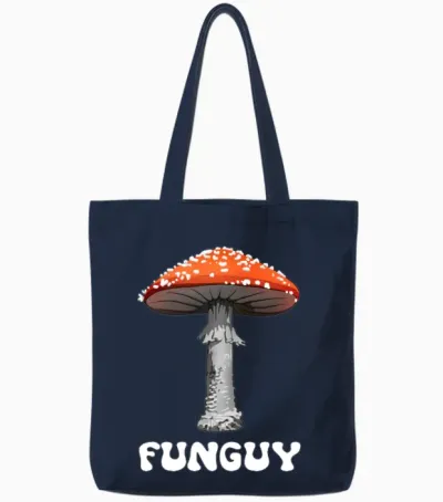 Funguy Funny Fungi Fungus Mushroom Funny Guy Tote Bags - Navy