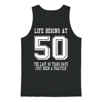 Life Begins at 50... 50th Birthday Unisex Tank Top - Black – 1