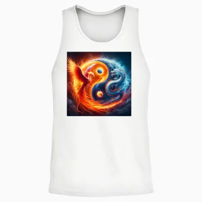 Yin Und Yang Phoenix Und Japanischer Drache Unisex Tank Top - White