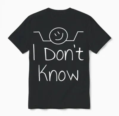 I Don't Know Hand Drawn Shrug Funny Men Women Unisex T-Shirt - Black