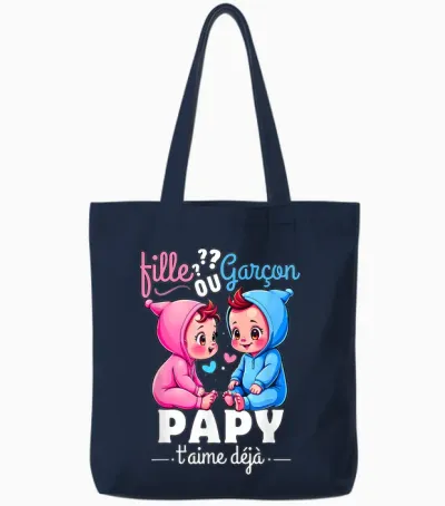Man Gift Gender Reveal Grandpa Party Sex Reveal Baby T-Shirt, Black, S Tote Bags - Navy