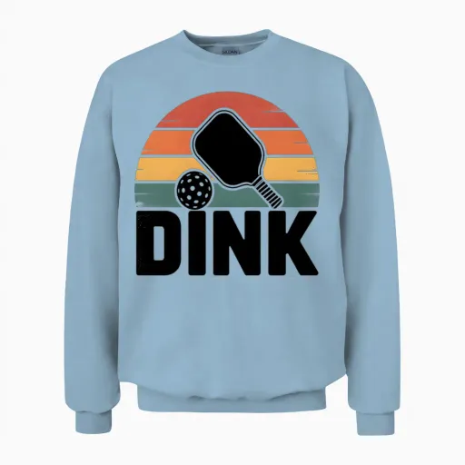 Retro Vintage Sunset Pickleball Paddle Dink Unisex Sweatshirt in Light Blue
