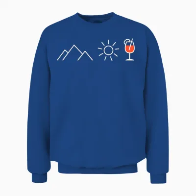 Mountain Sun Spritz X Mountaineering Hiker Aperolic Fun T-Shirt, Black Unisex Sweatshirt - Royal