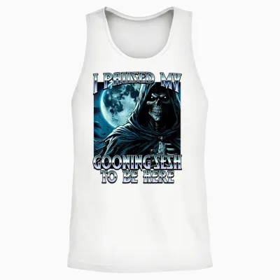 I Paused My Gooning Sesh to Be Here Cringe Brainrot 2025 Unisex Tank Top - White
