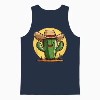 Cool Cactus with Cowboy Hat Shines in Outfits Unisex Tank Top - Navy