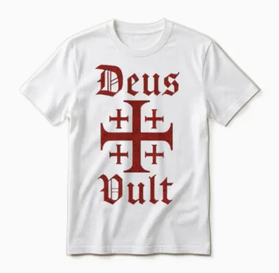 Catholic Deus Vult - Cross Jerusalem Unisex T-Shirt - White