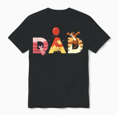 Disney Winnie the Pooh and Friends Dad Father's Day Birthday Unisex T-Shirt - Black