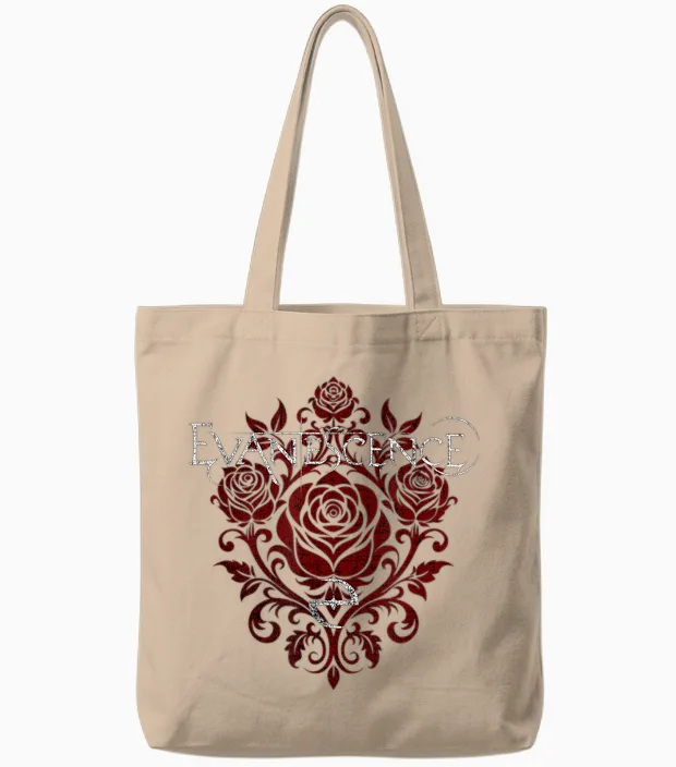 Evanescence Rose Logo Floral & Botanical Tote Bags in Natural