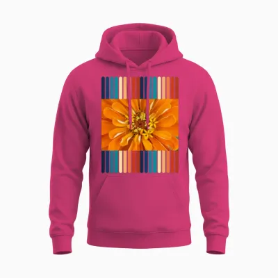 Retro Colors Flower Design Unisex Hoodie - Heliconia
