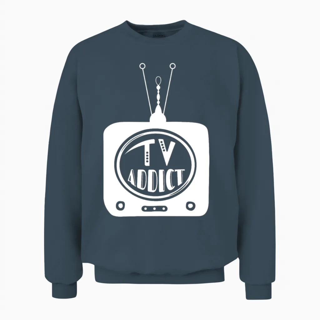 Tv Addict Retro Unisex Sweatshirt in Dark Heather
